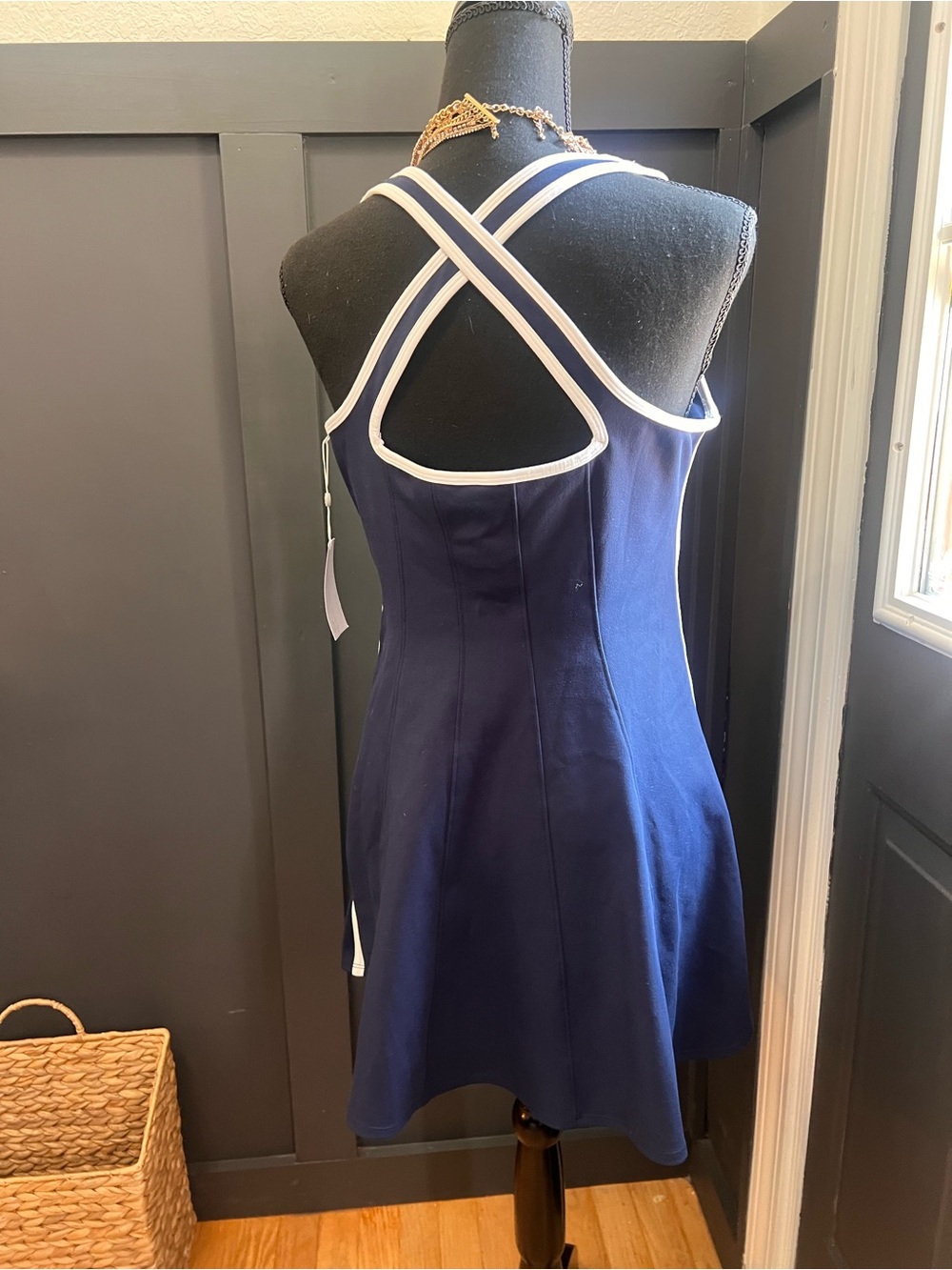 NWT Zella Serene Contrast Sport Dress Navy White Size L - Picture 7 of 10